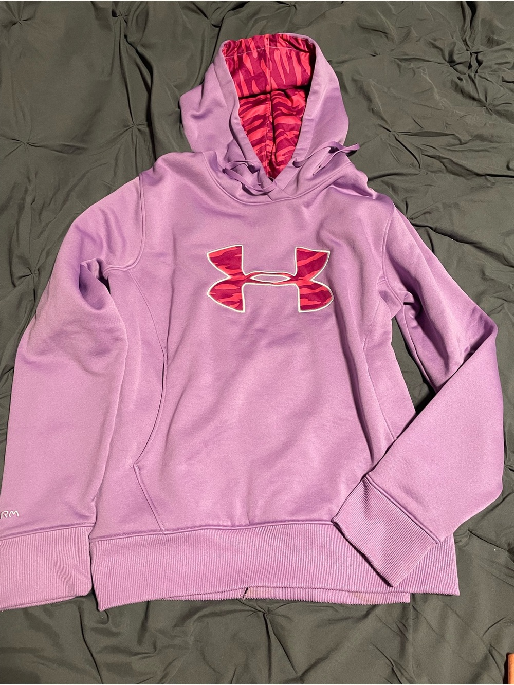 Under Armour Lilac Hoodie with Pink Logo and Lined Hood